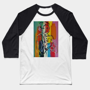 woman with cat abstract panting Baseball T-Shirt